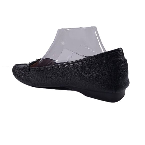 Michael Kors Loafers Women 9.5 Black Pebbled Leather Dangle Lock Slip On - Picture 3 of 16